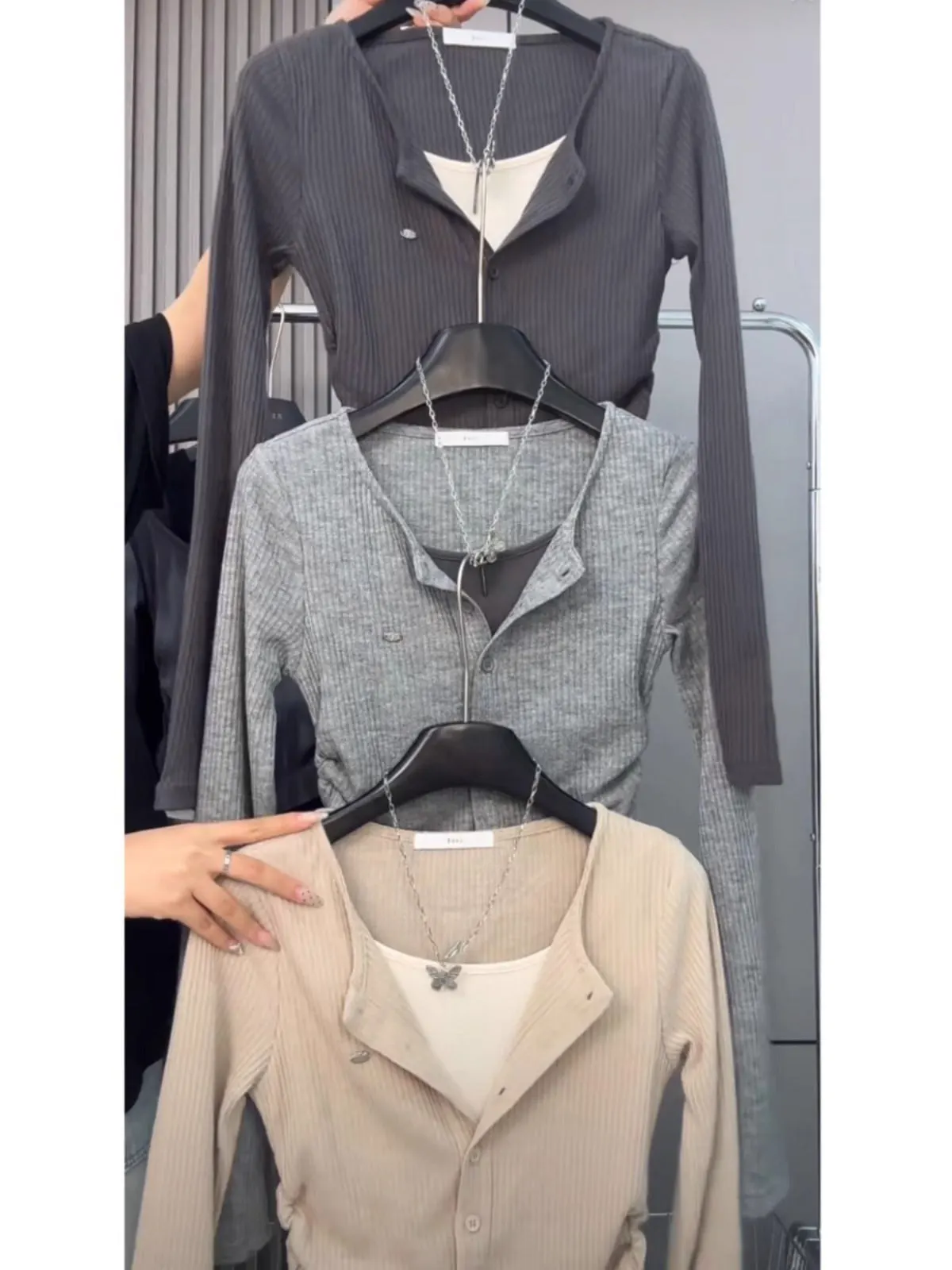 plus Size Casual Vintage Long Sleeve Knitted T-Shirt Women Spring Conceal Meat Slimming Top round Neck Commute Sle