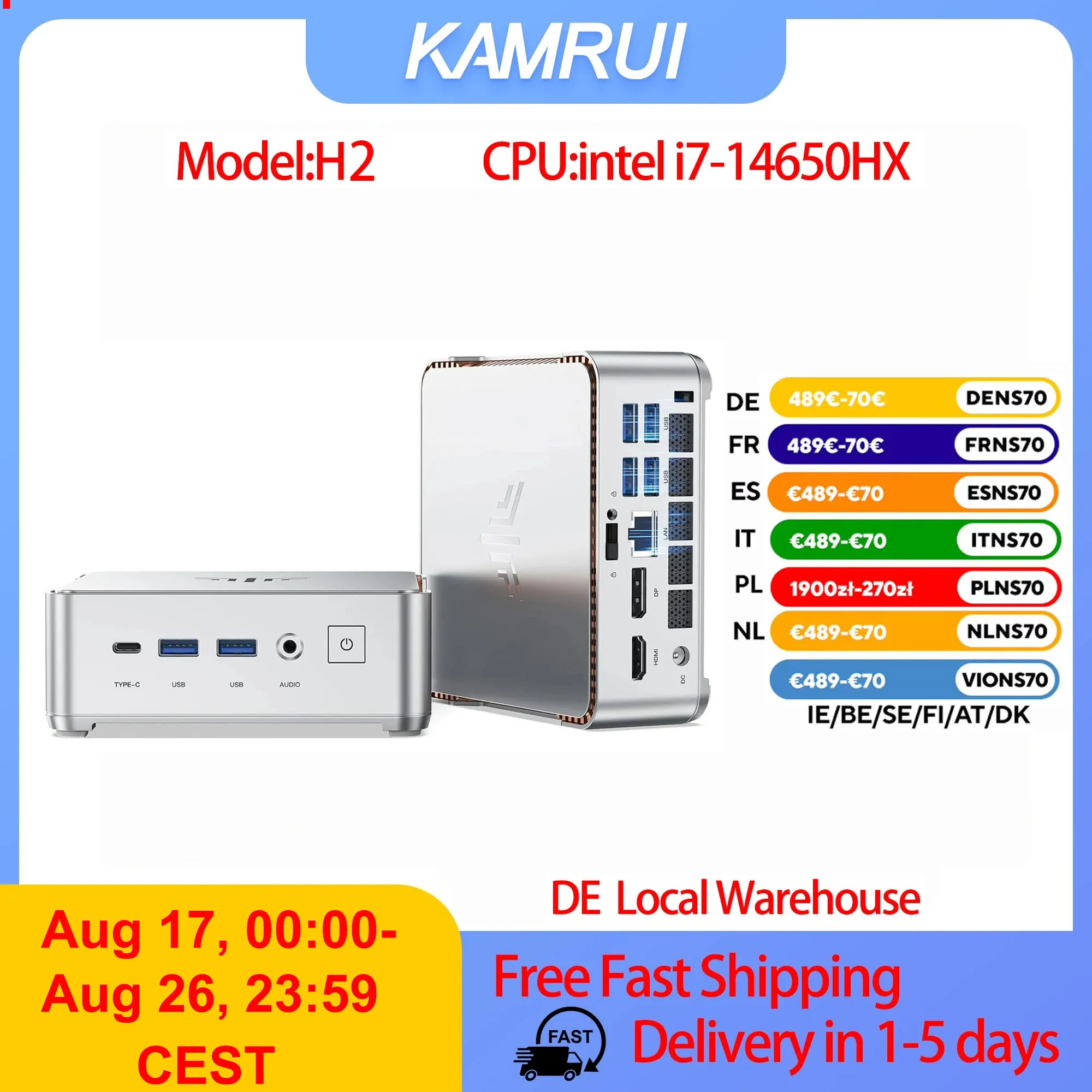 Mini PC KAMRUI H2 Intel Core I7 14650HX, 32 GB de RAM, 1 TB SSD, PC de Escritorio, Triple Pantalla 4K, WiFi6, BT5.2… — oferta en AliExpress