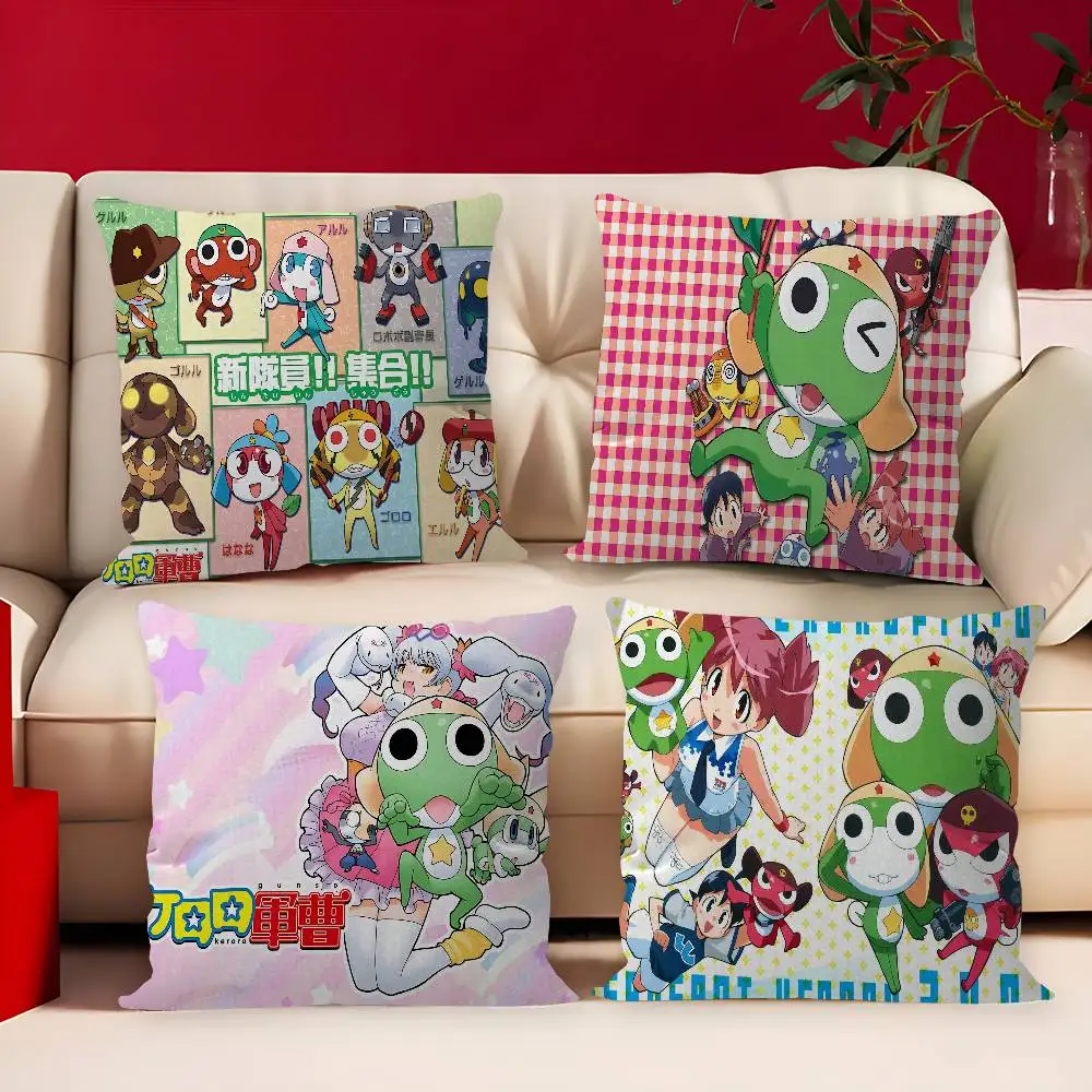 Keroro Frog Cool Gunsou Sergeant Decorative Room Aesthetics Pillow Case Home Decor Bedroom Sofa Bed Couch Pillow Cover 45x45