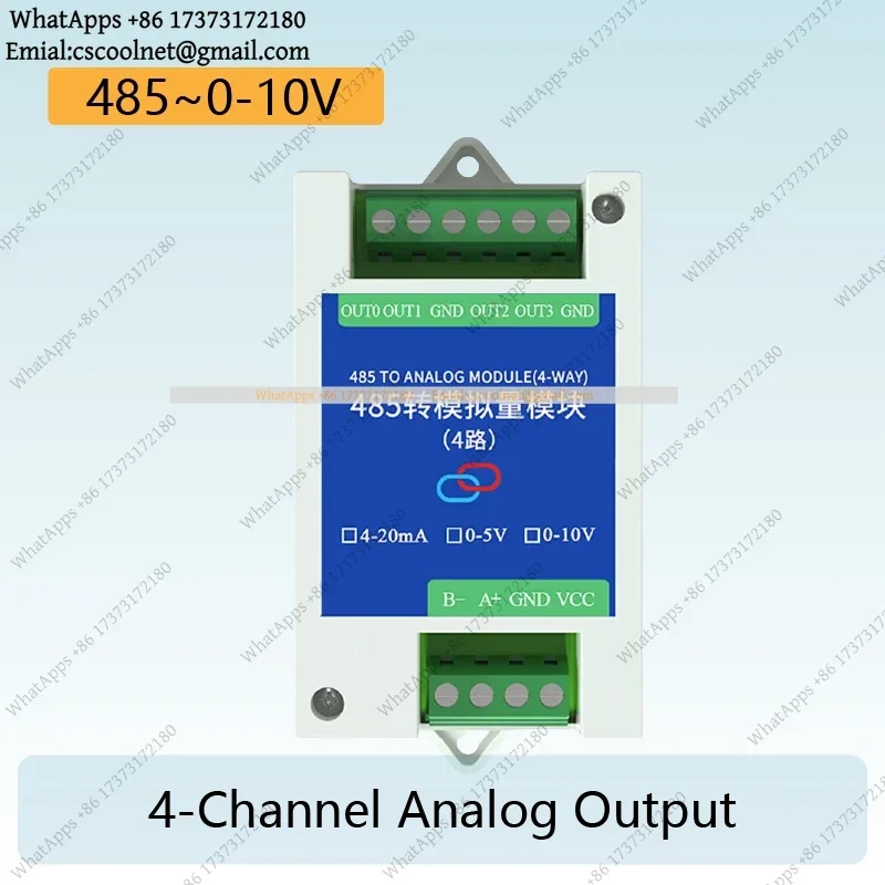 JS03 RS485 Modbus RTU to Analog Output Converter 2-Channel 4-20mA 0-5V 0-10V DAC Module for PLC Industrial Control