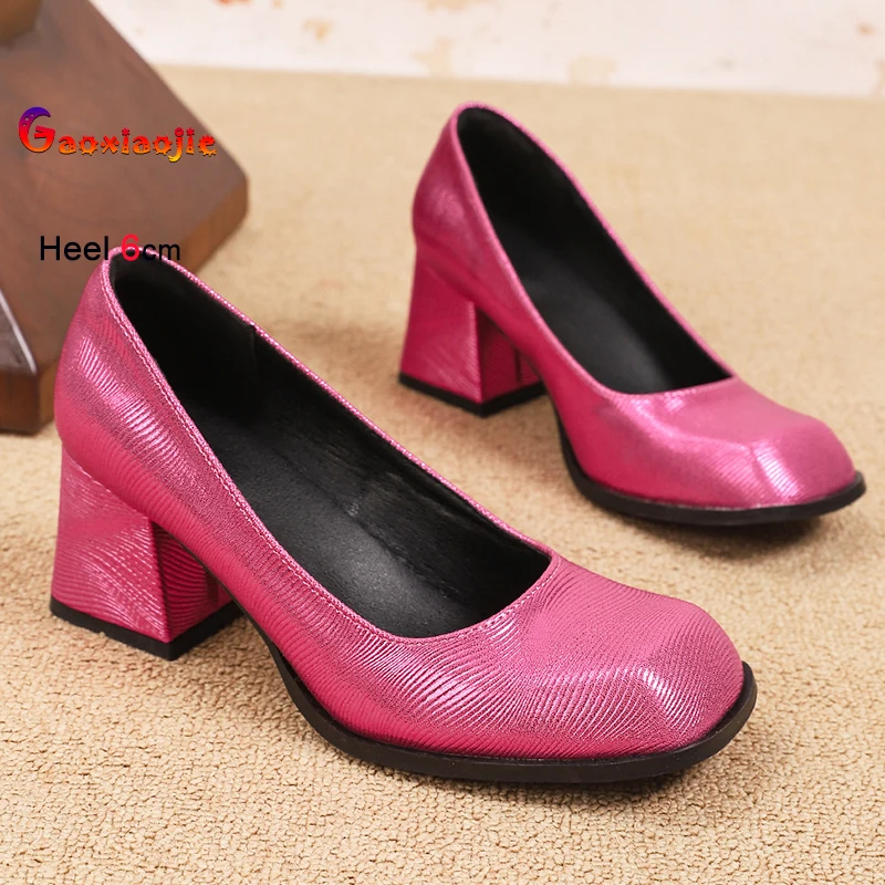 

Женская обувь на высоком каблуке в корейском стиле, модные элегантные женские туфли-лодочки на грубом каблуке с квадратной головкой, удобные универсальные туфли для банкетов