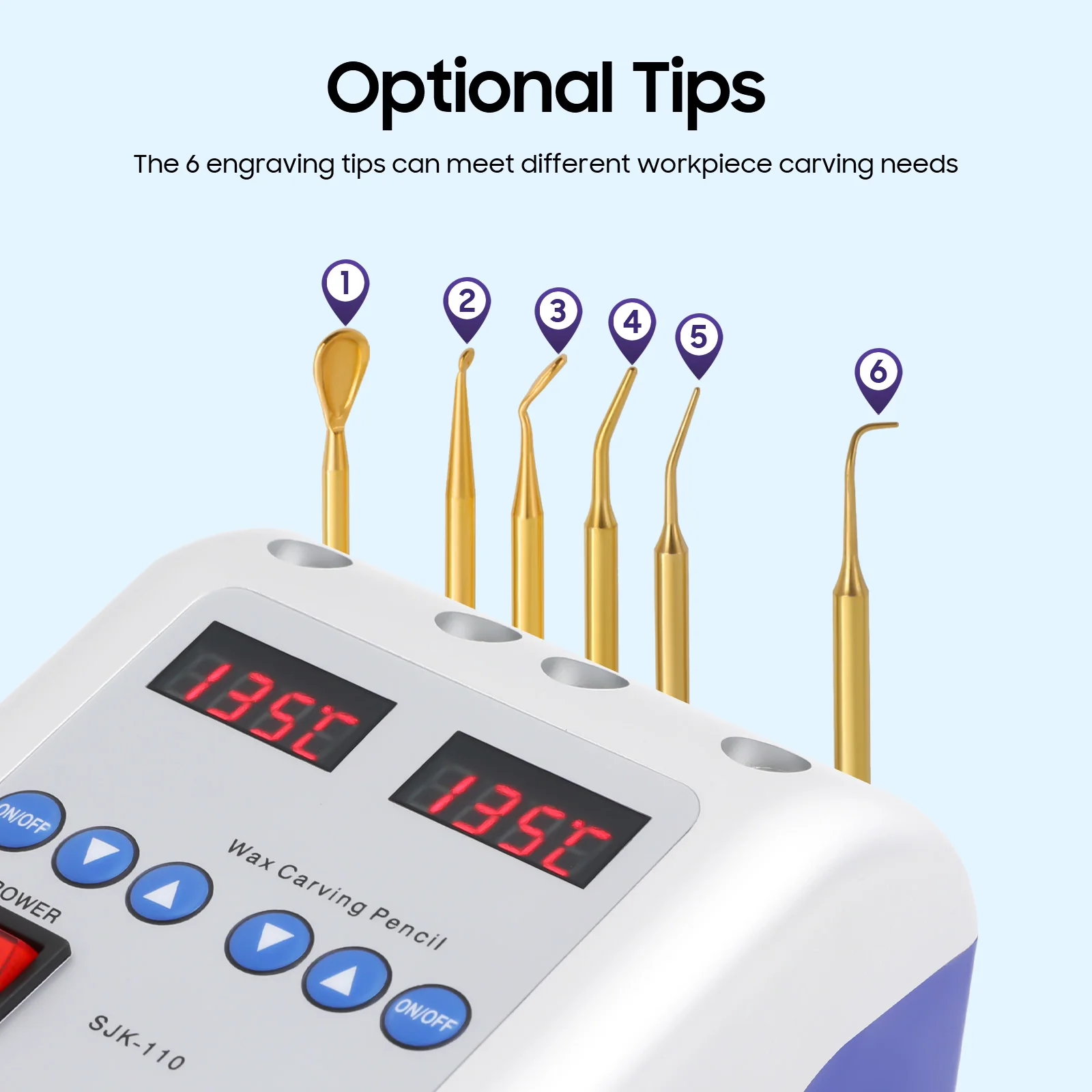 

Electric Dental Wax Knife Dental Electric Wax Carver Dual-Pen & 6 Tips Wax Carving Instrumen for Dental Jewelry Mold Wax Carving