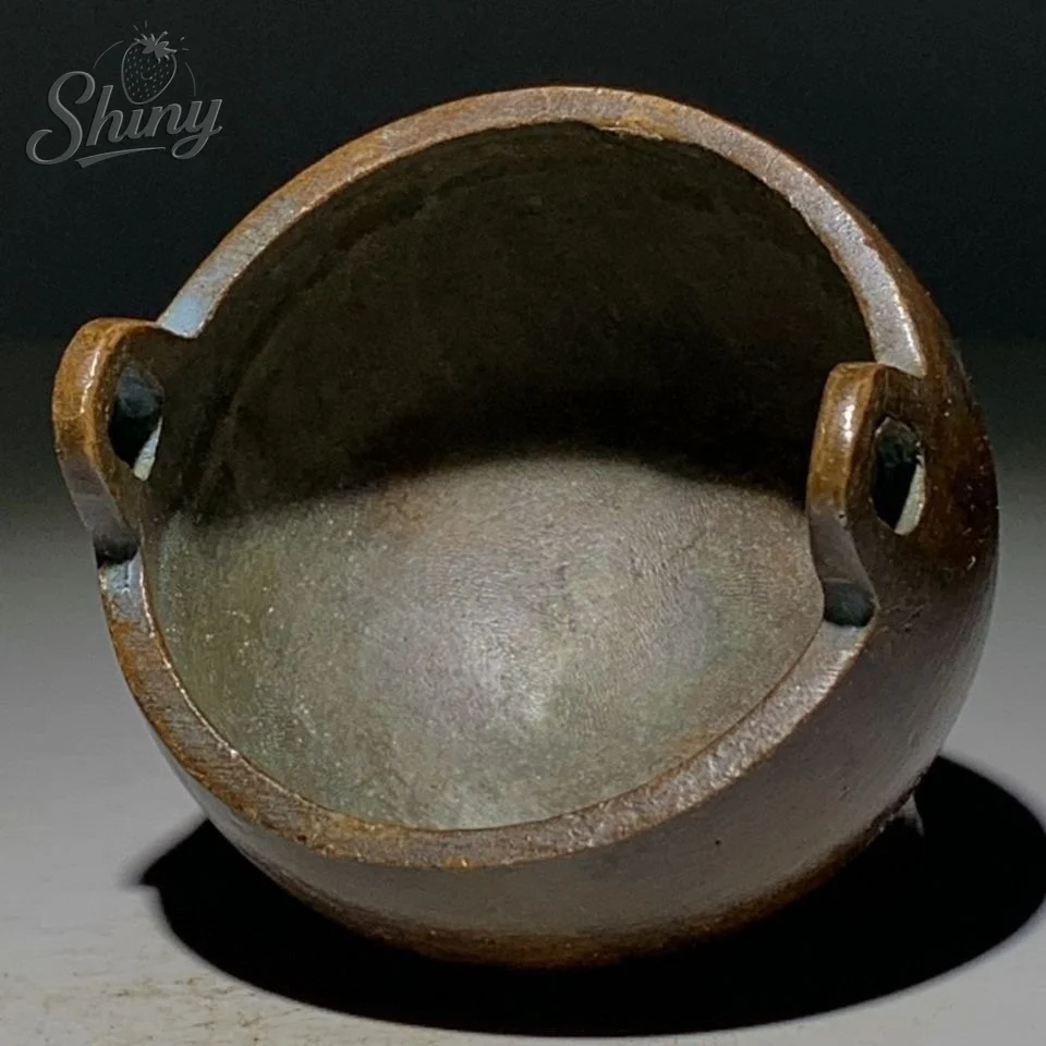 Chinese Collectible Qing marks Retro Bronze Mini Incense Burner Censer Ornaments Decoration  statue