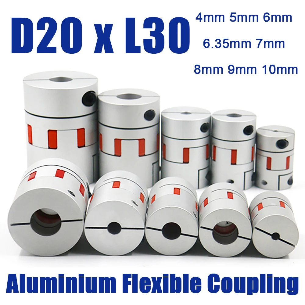 D20xL30 Jaw Shaft Coupler Spider Flexible Motor Aluminium Plum Flexible Coupling Encoder Connector CNC 4mm 5 6 6.35mm 7 8 9 10mm