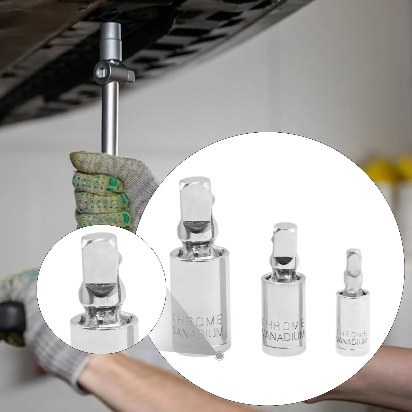 

3 Pieces Impact Universal Joint Socket Swivel Set, Steel Drive Socket Extension Set for Electric Wrench, Ratchet Wrench