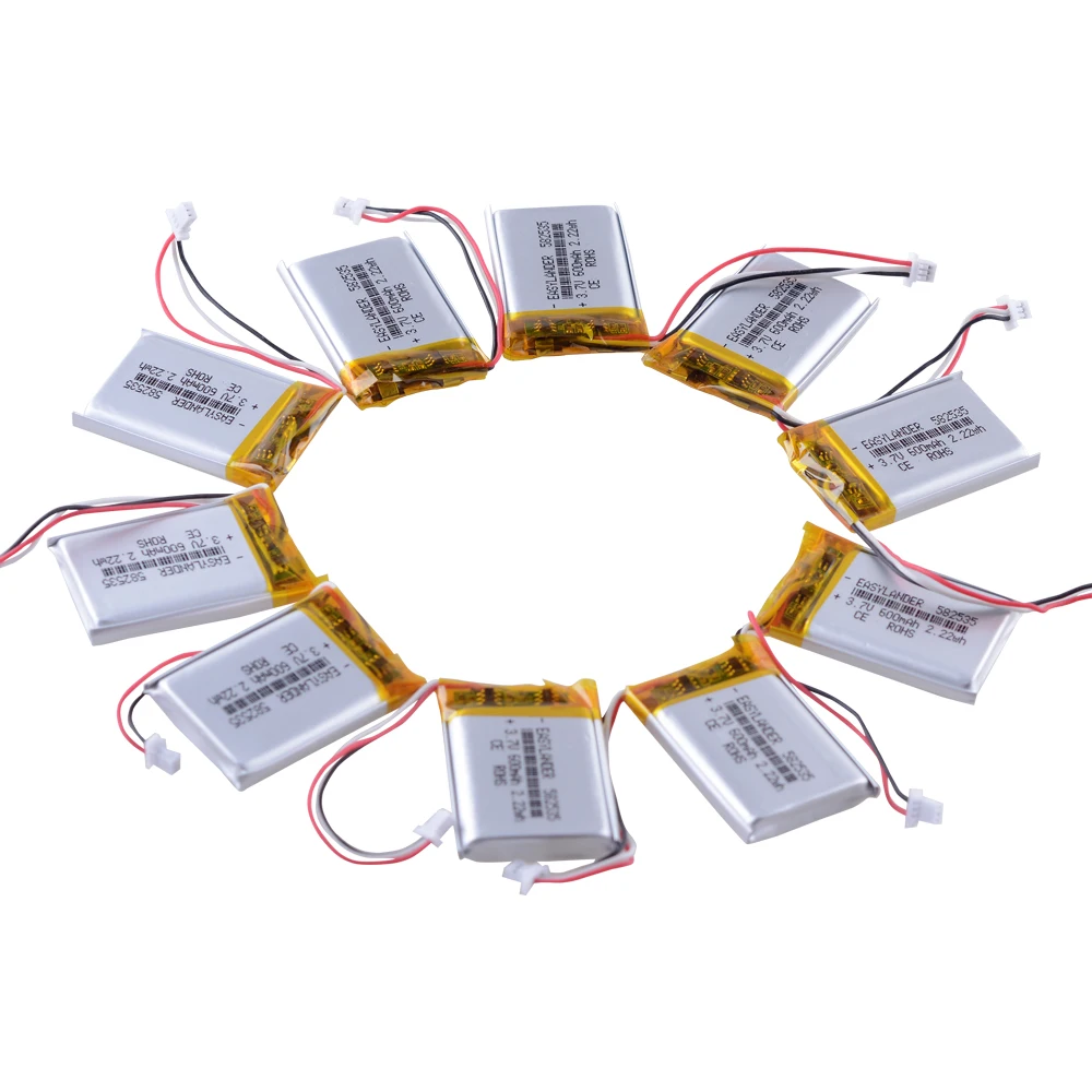 

10pcs/Lot 582535 3.7V 600mAh li Polymer battery for dash cam Game Player mouse Traffic recorder headephone 602535