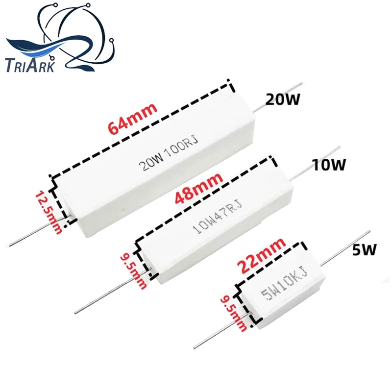 10PCS 5W 5% Cement Resistor Power Resistance 0.1 ~ 100K 0.1R 0.5R 1R 10R 100R 0.22 0.33 0.5 1 2 5 8 10 15 20 25 30 100 1K 10Kohm