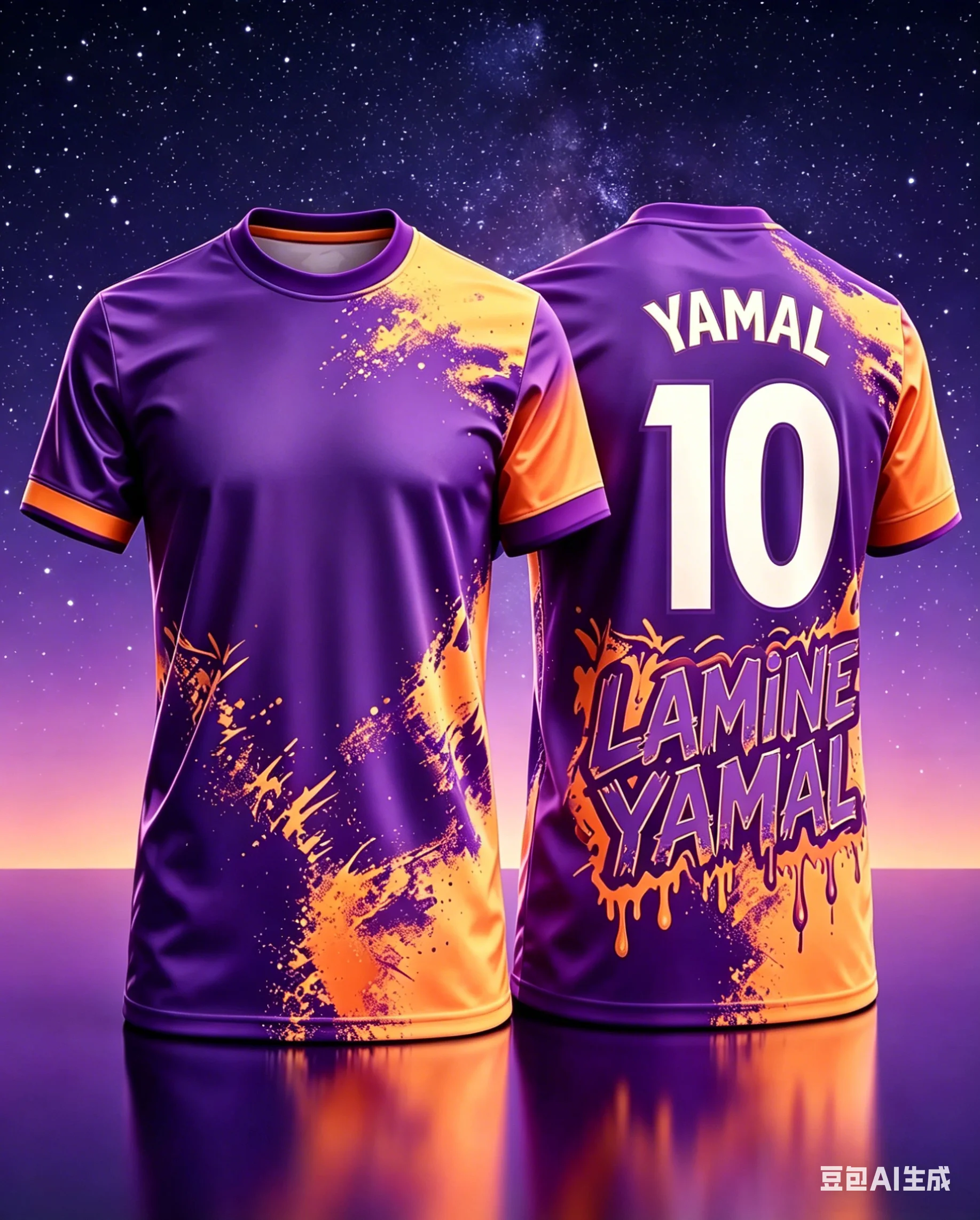 Yamal No.10 Graffiti Style Shirt 3D Portrait Print Color Splash Ink Large Loose Breathable Family Matchingkids T-shirt