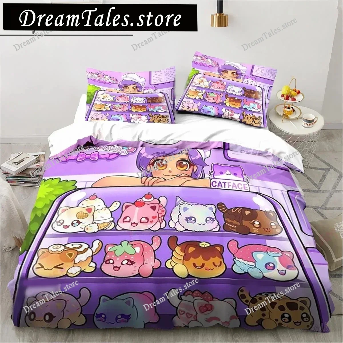 

Cartoon Game Cute Aphmau with Wings Bedding Set Boys Girls Twin Queen King Size Duvet Cover Pillowcase Bed Boys Adult