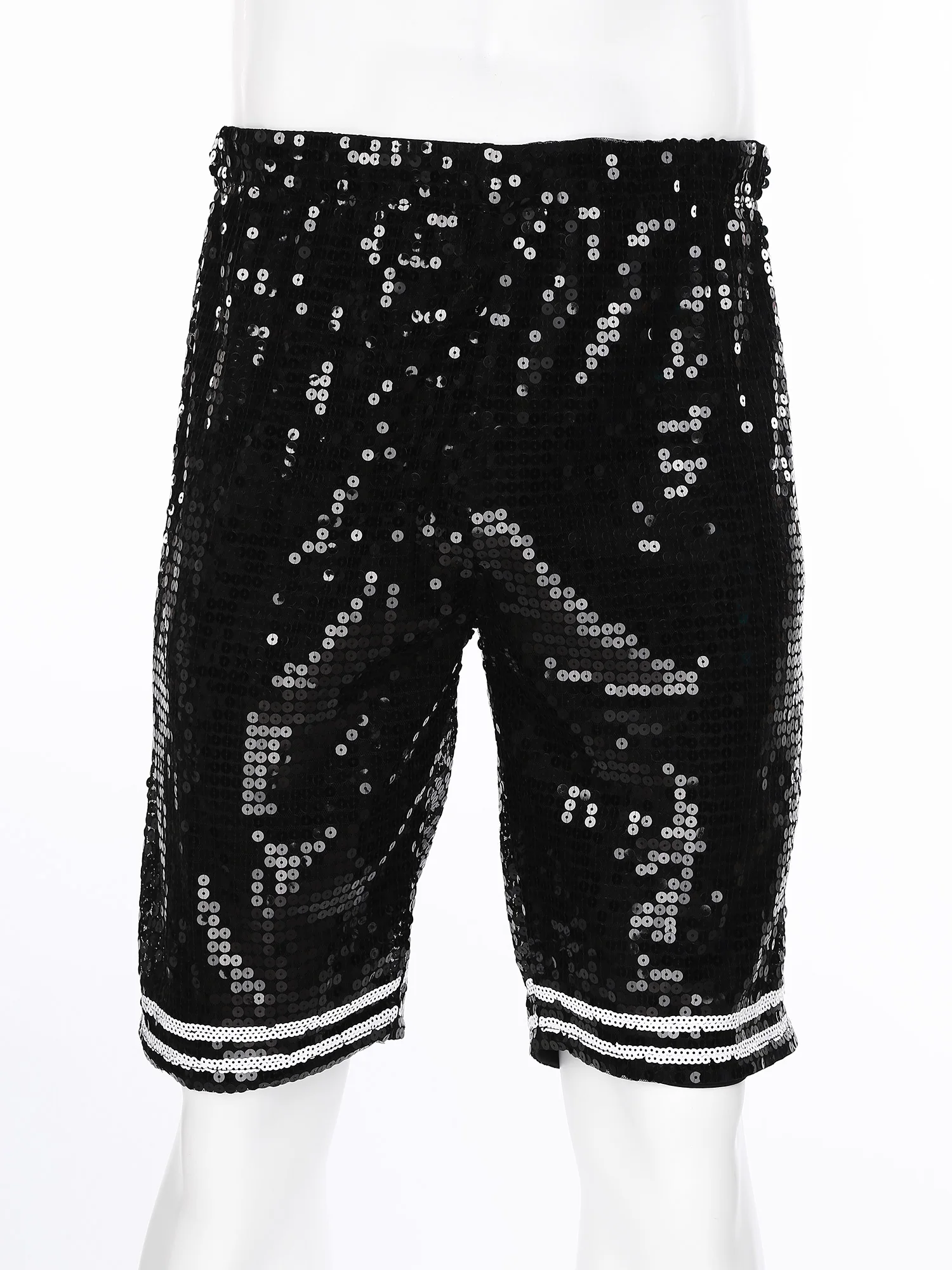 Mens Shiny Sequined Disco Show Shorts Bottoms Costume for Hip-Hop Street Dance Birthday Party Raves Club Stage Performance