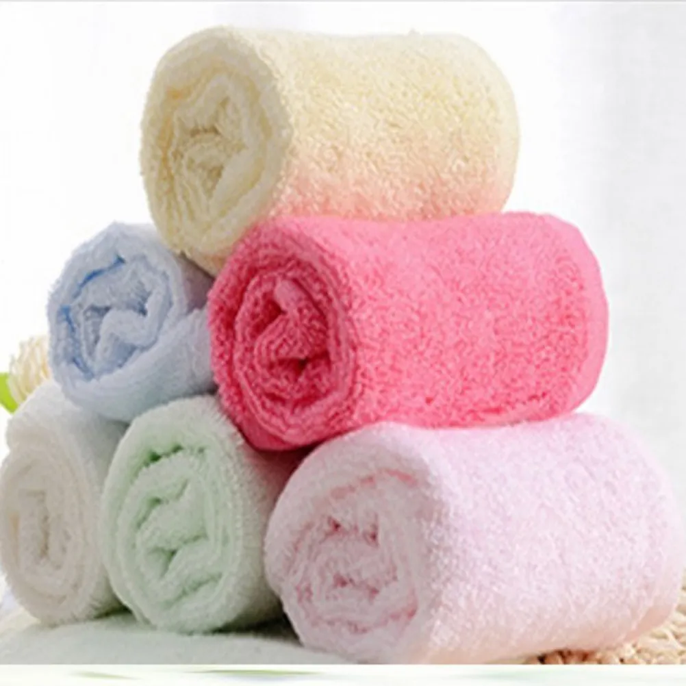 9Pcs Bamboo Fiber Baby Face Towels Newborn Square Washcloths White Green Pink Soft Absorbent Reusable for Sensitive Skin