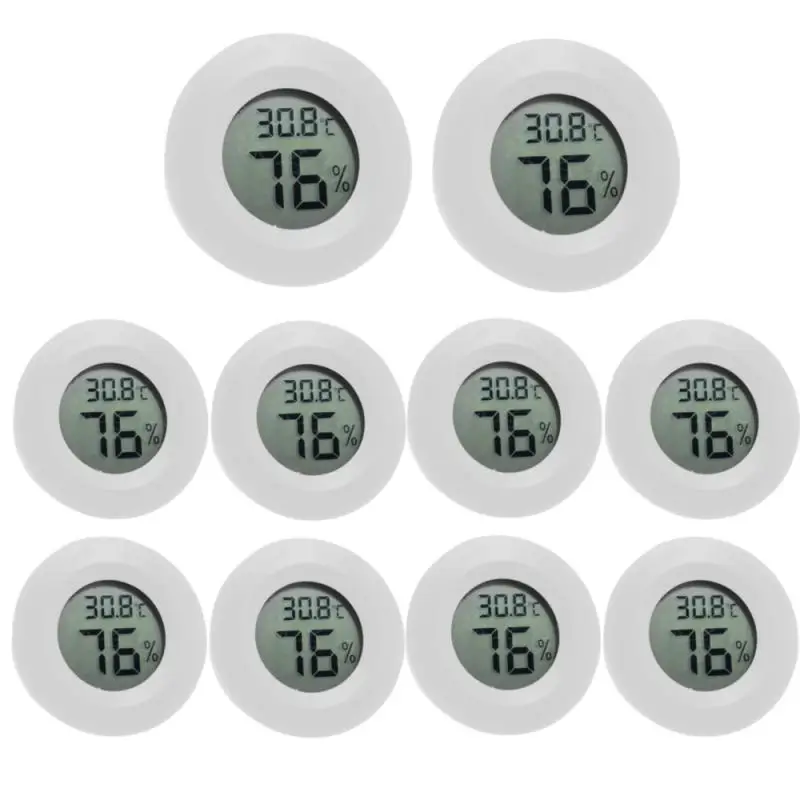 +70°C 1~10PCS Mini LCD Digital Thermometer Hygrometer Round Temperature Humidity Tester Sensor Detector For Freezer Cigar Box