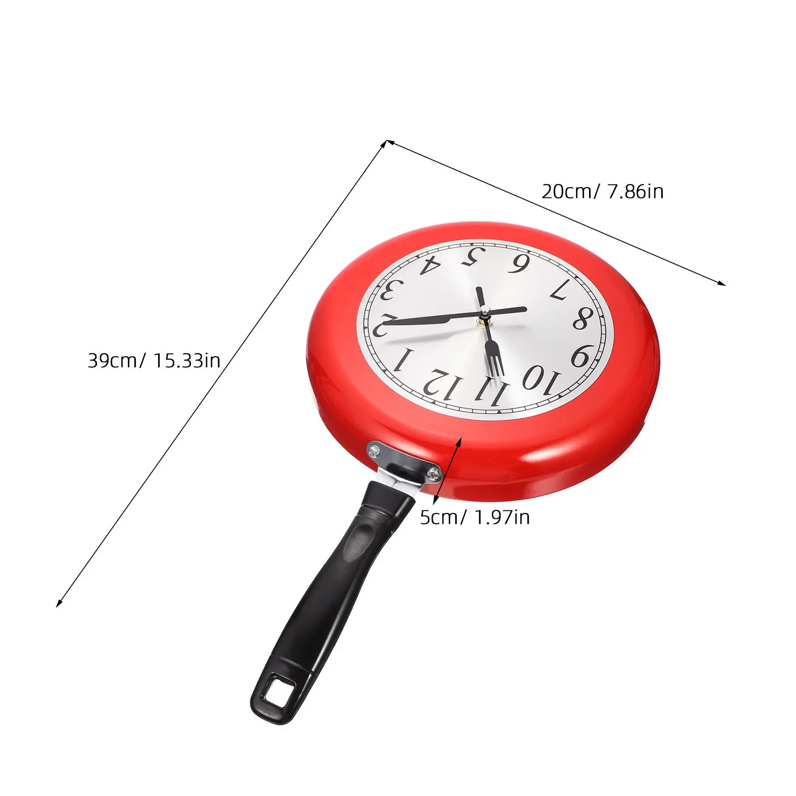 1Set Frying Pan Wall Clock Decorative Mute Design for Home Kitchen Living Room Creative Silent Hanging Household Wall Clock