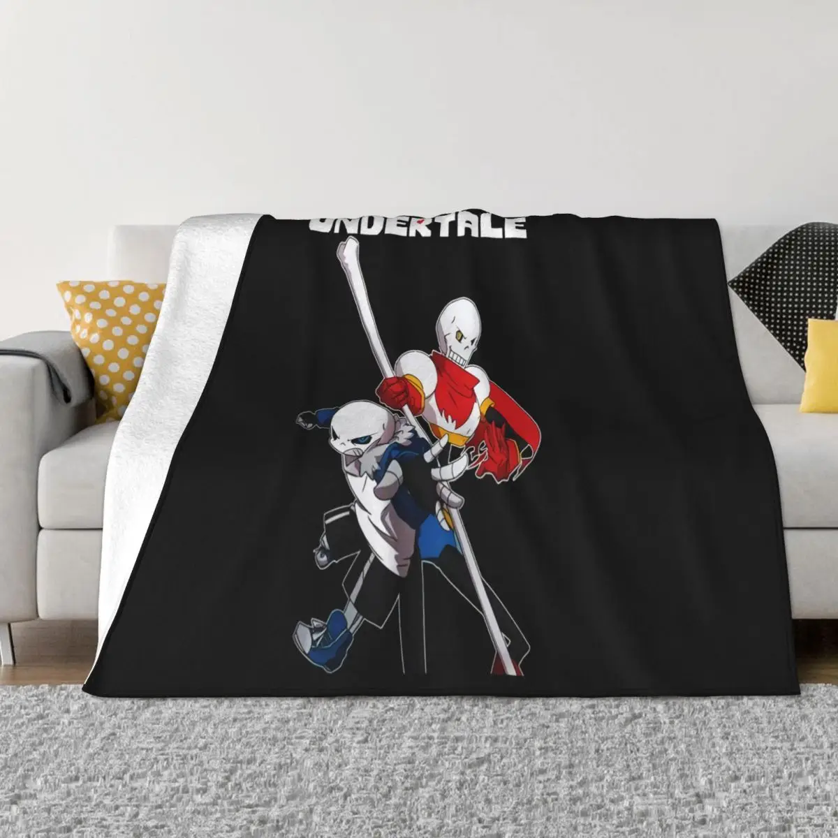 Undertale Sans And Papyrus Skeleton Brother Character Mens Black S3Xl Autumn Throw Blanket