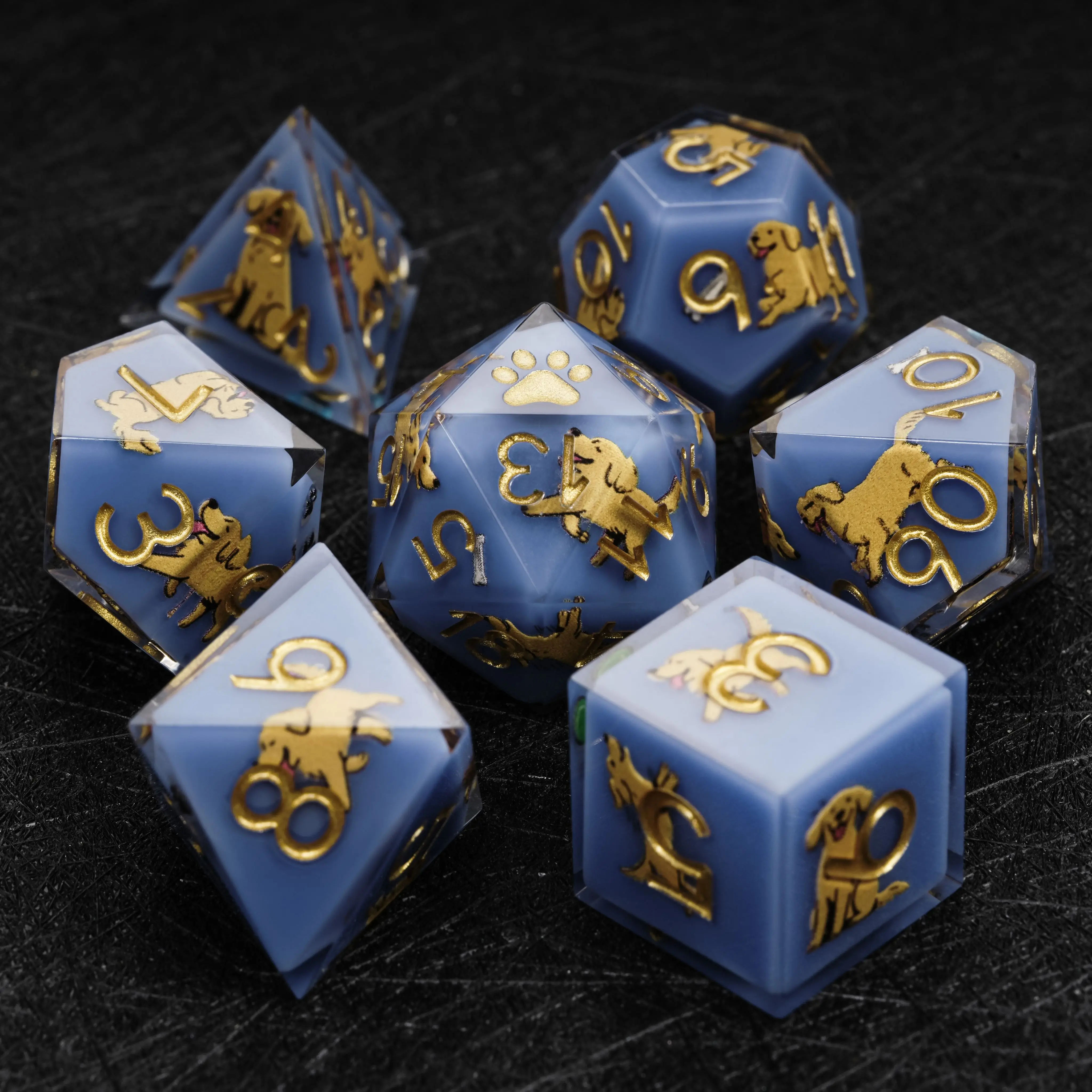 

1-7pcs DND Dice Golden Retriever Puppy Dog Resin Dice Set Multi-sided Polyhedral Dice for D&D Game COC Role Playing RPG Table