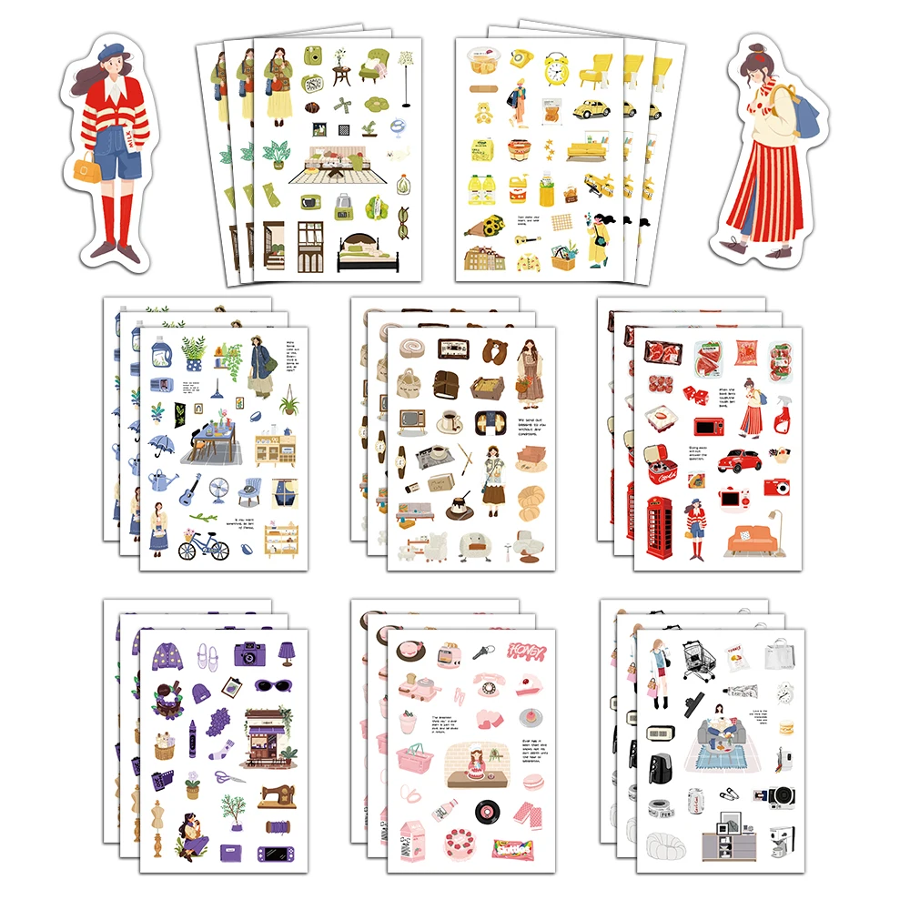 8PCS Weekend Life DIY Stickers Healing Exquisite Hand Account Materials Phone Cases Laptop Suitcases Water Cups Waterproof