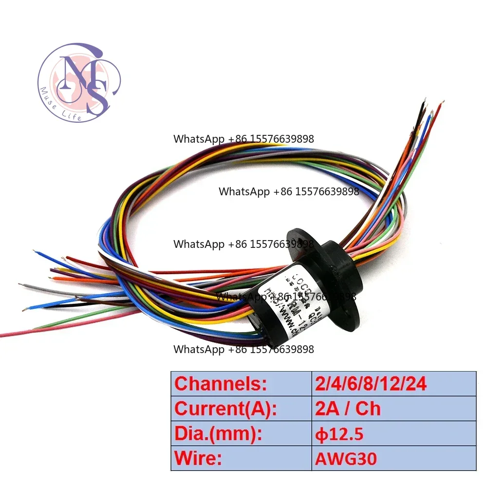 ZOCI-FOR-2A Micro Slip Ring 2 4 6 8 12 18 24 Channel 12.5mm 15.5mm Collector Ring Replacement Parts