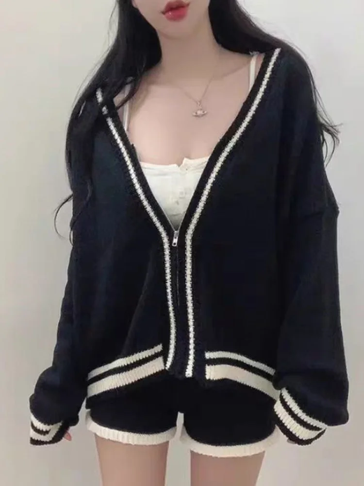 

Повседневные элегантные шорты, новые модные вязаные свитера на молнии, комплект из 2 предметов, женский осенне-зимний кардиган с длинными рукавами, свитер