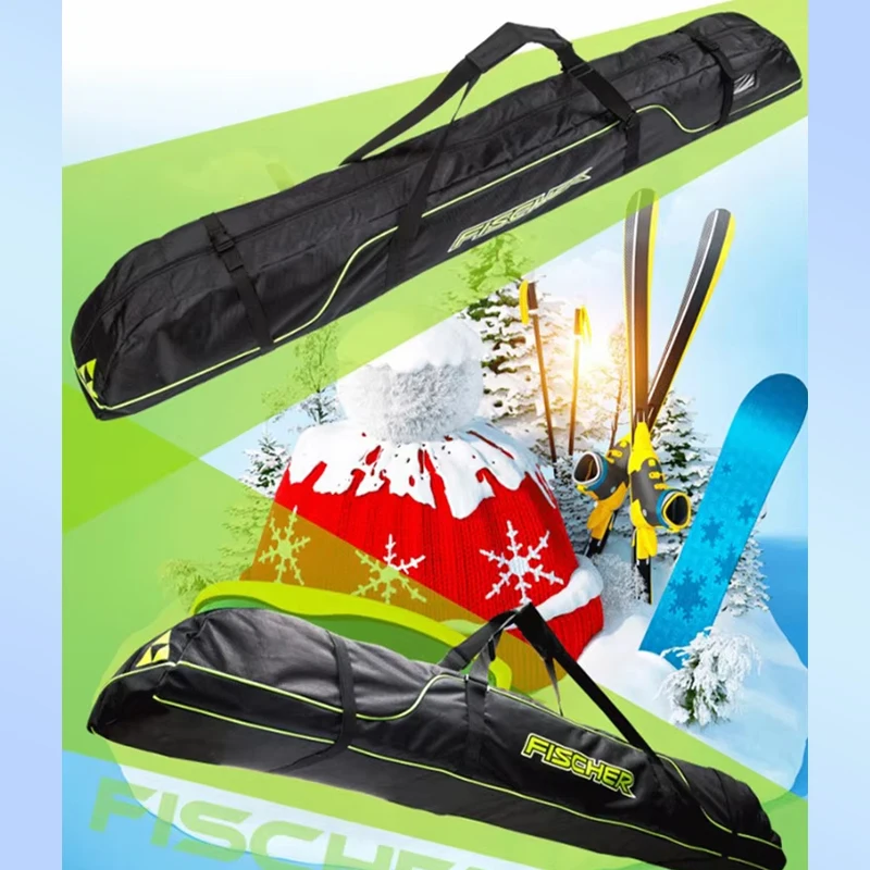 Double Ski Snowboard Bag Portable Oxford Waterproof Carry Shoulder Bag Wear-Resistant Skiing Supplies Storage Bag 165cm 175cm