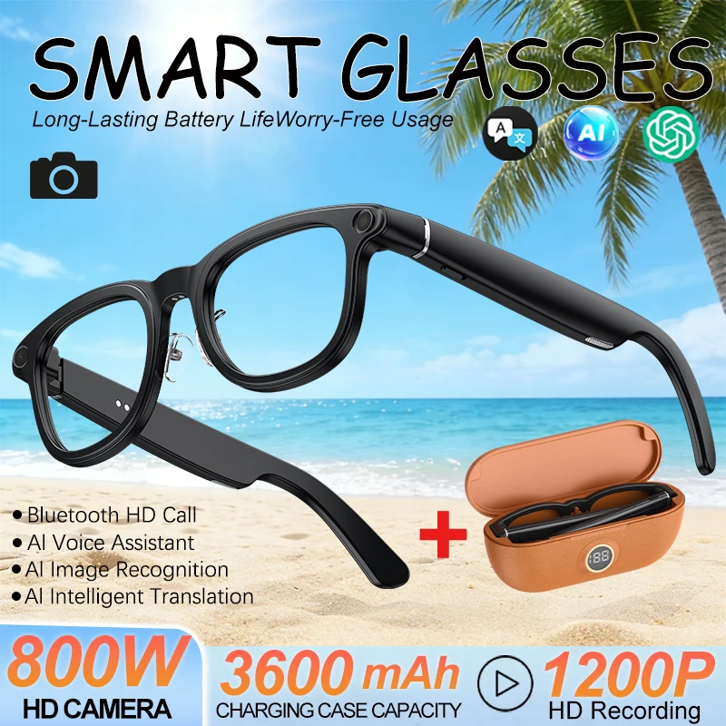 

Новые умные очки с камерой 800W, голосовым помощником AI, беспроводными звонками по Bluetooth, аккумулятором 3600 мАч и двойной стабилизацией изображения