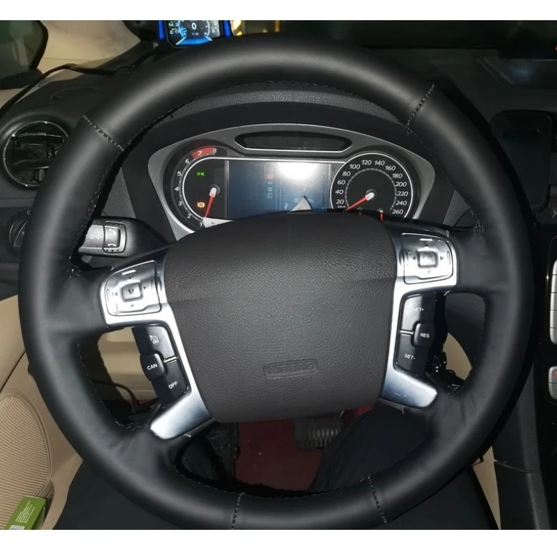 

Braid Car Steering Wheel Cover Wrap Hand Sewing Microfiber Leather For Ford Mondeo 2007-2014 Galaxy 2006-2015 S-Max 2006-2014