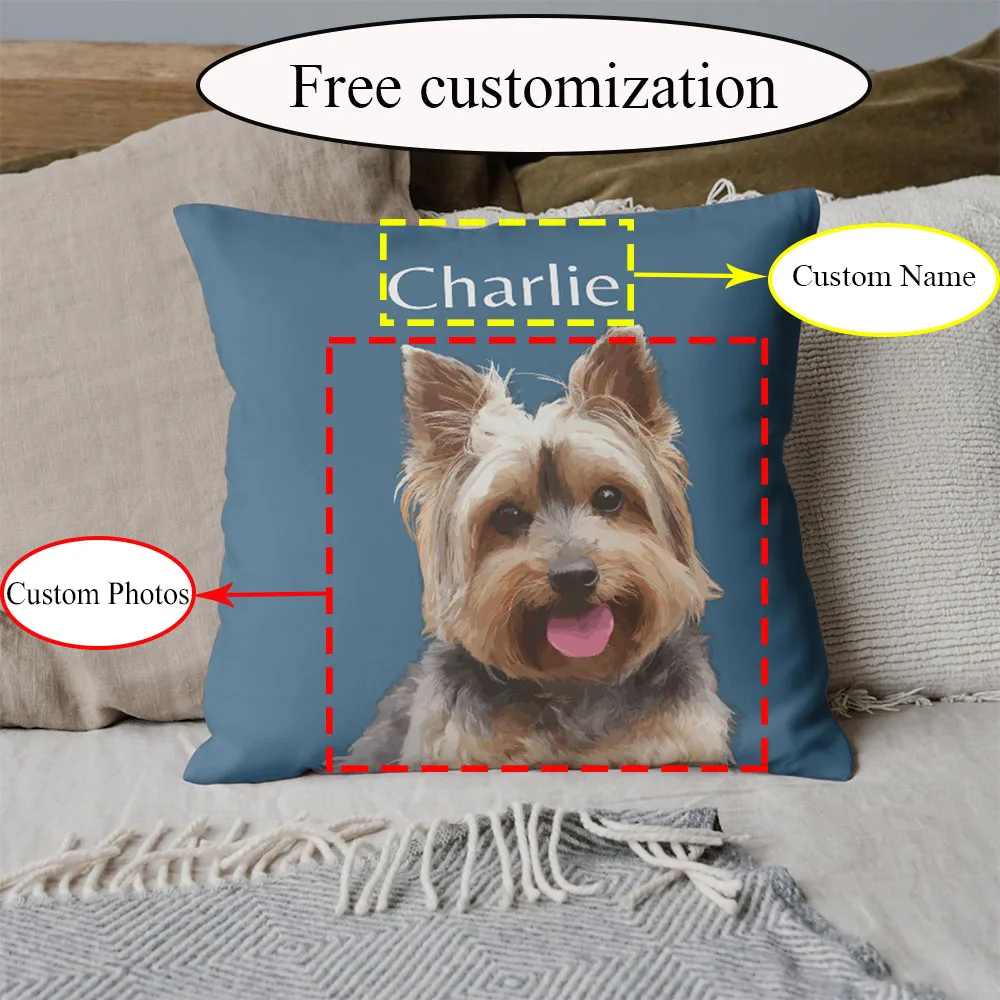 

Custom Pet Picture Cushion Personalized Dog Photo Throw Pillow Customisable Decor for Pet Owners Unique Family Gift Beast Idea