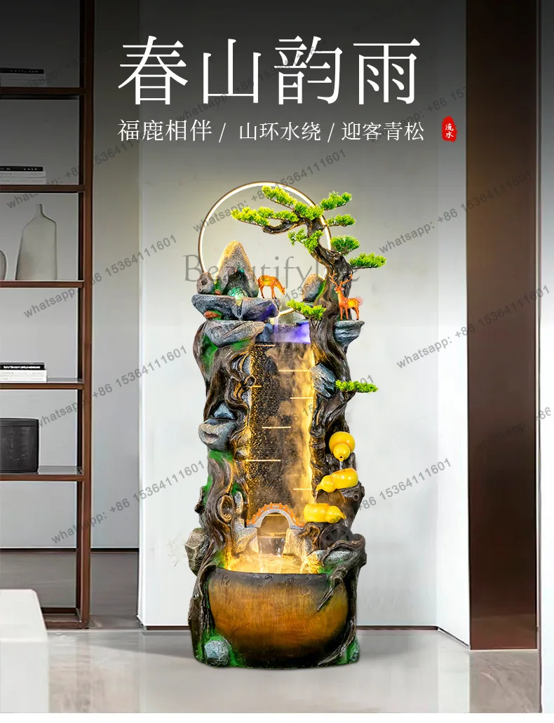 Rockery flowing water fountain circulating water lucky humidifier water curtain wall floor landscape