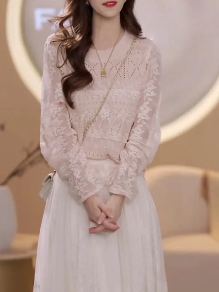 

Женская модная блузка Ele с вышивкой и пэчворком, новинка весна-осень, повседневная, свободного кроя, с длинным рукавом, дышащая