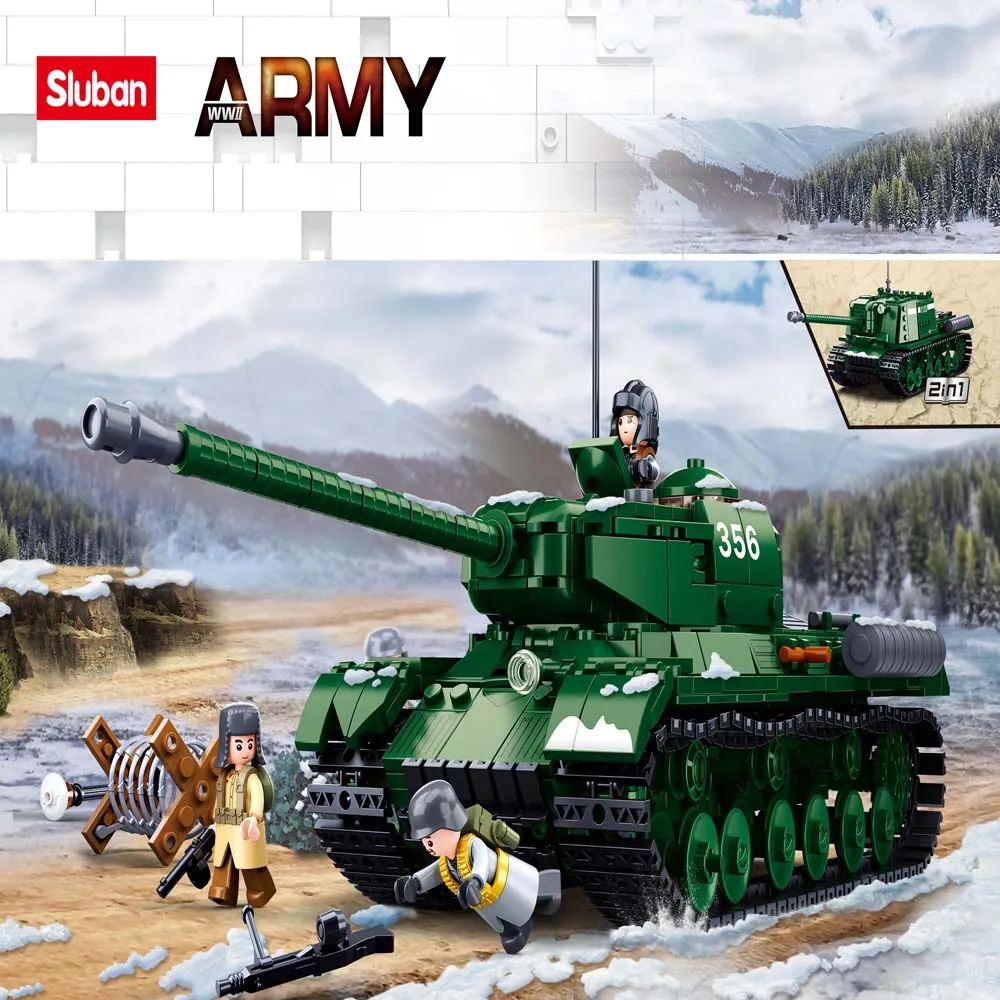 

Sluban Building Block Toys World War 2 B0979 IS2 Heavy Tank 845PCS Bricks Military Combo Set Compatbile With Leading Brands