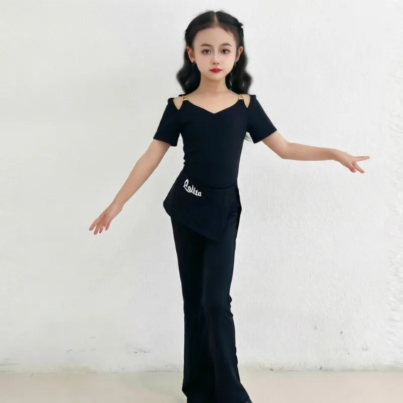 Latin Dance Outfit Set New Arrival Short Sleeve Top & Dance Pants Stylish Dancewear Training Practice Stage Performance Costume view 3
