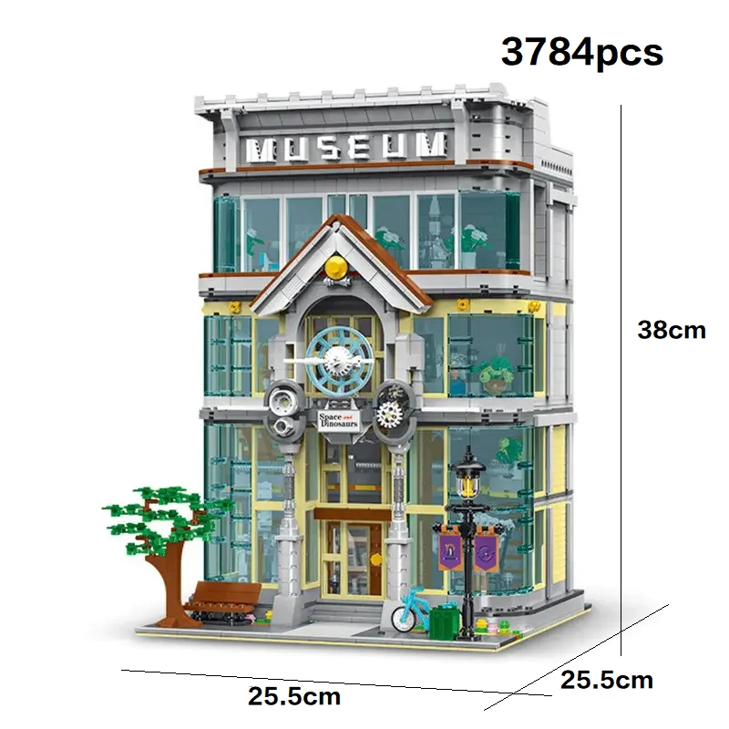 DIY muzeum nauki dom 10206 cegły budowlane edukacja widok architektura Model klocki zabawki urodziny uniwersalne dla chłopców i dziewcząt
