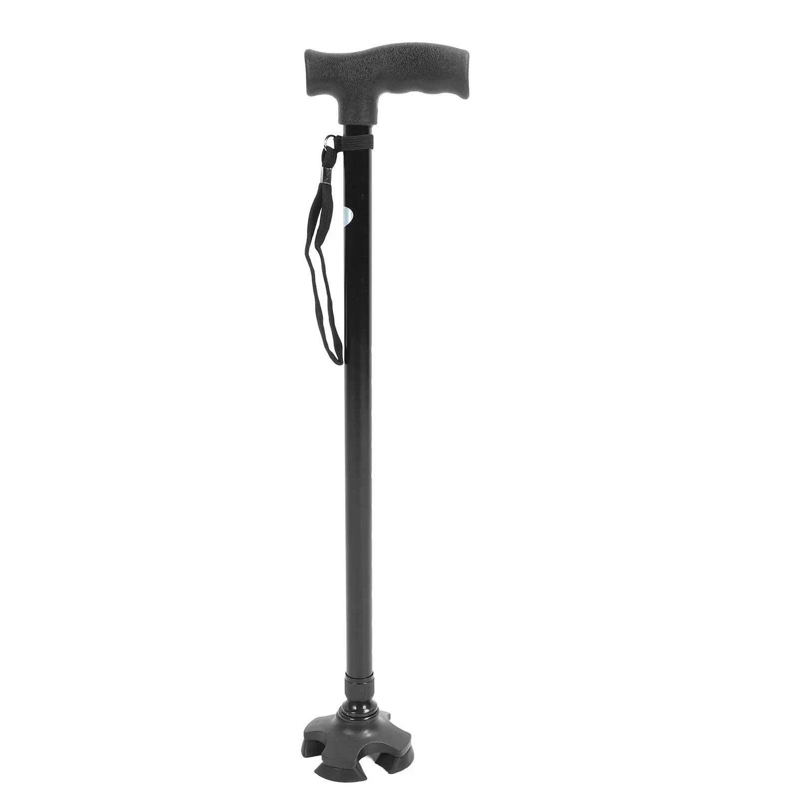 Walking Cane Adjustable Height Anti Slip Lightweight Retractable Senior Walking Stick with 4 Pronged Base for Mountaineering