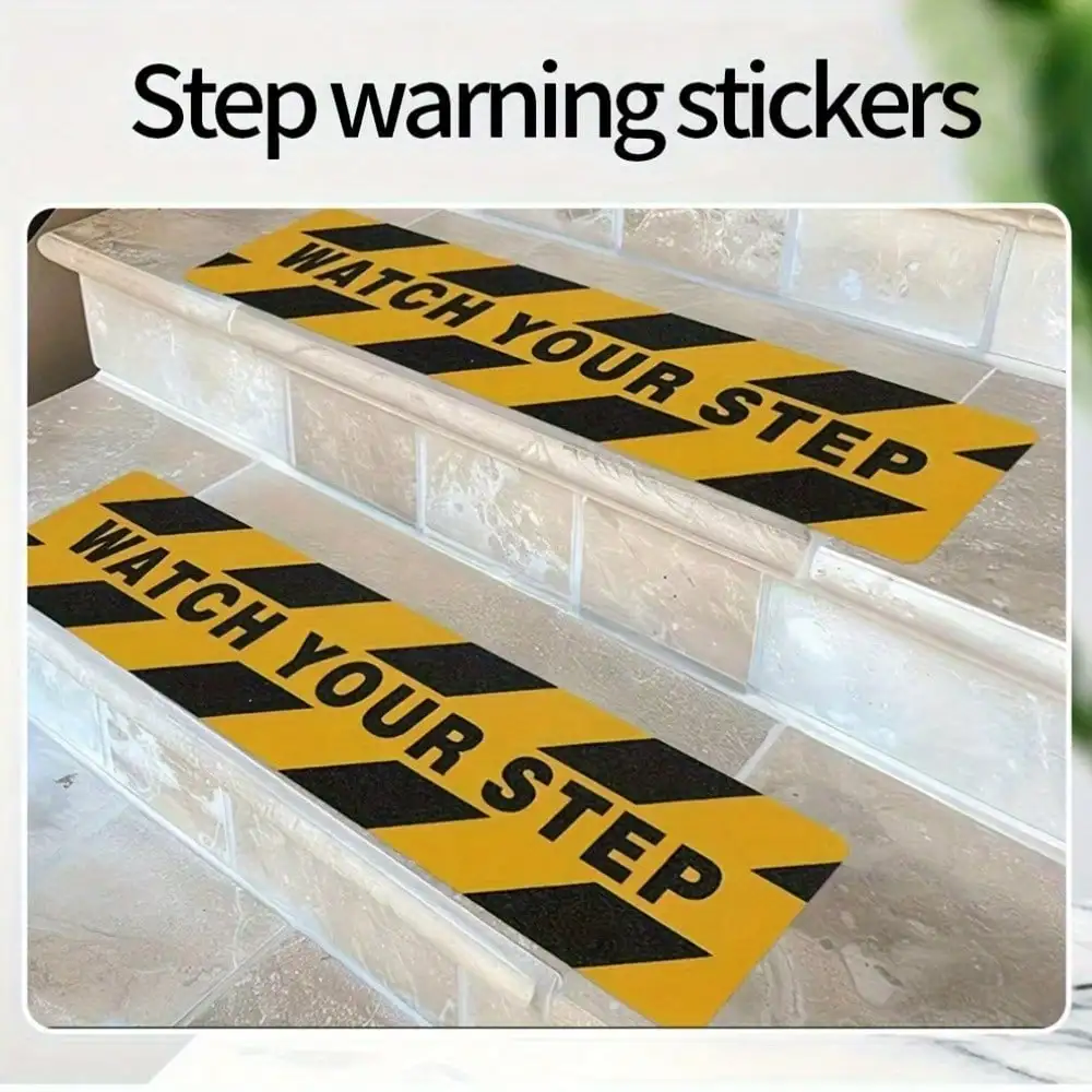 Watch Your Step (23.6 X 6' Inch) Non-Slip Stair Warning Sticker - Yellow & Black Caution Sign for Home, Office, Business Safety