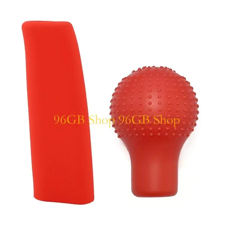 96GB Manual Gear Shifts Cover & Parking Brake Handle Protector Set Heat Resistant Silicone Component for Various Vehicle Models