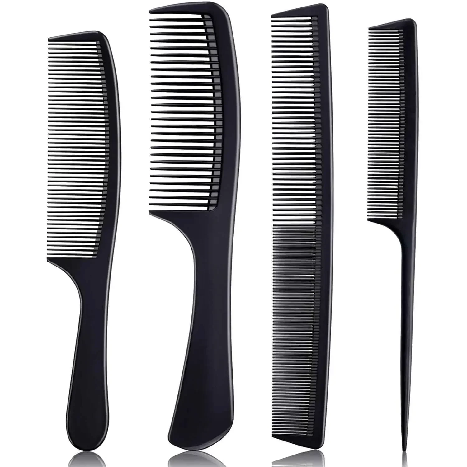 

4 Pieces Combs for Women and Man, Premium Black Carbon Fiber Hair Comb Set for Teasing and Parting, Combs for Hair Stylists.