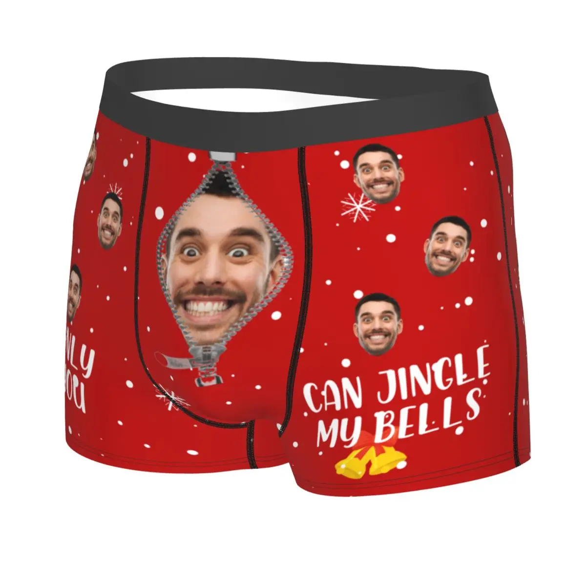 Christmas Gift Custom Face Personalized Photo Men Long Underwear Boxer Shorts Panties Printed Soft Underpants for Homme