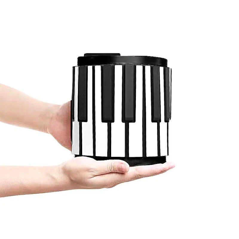 Hooqu 61 88 Keys Up لفة يدوية إلكترونية محمولة قابلة لإعادة الشحن مع لوحة مفاتيح بيانو من السيليكون البيئي