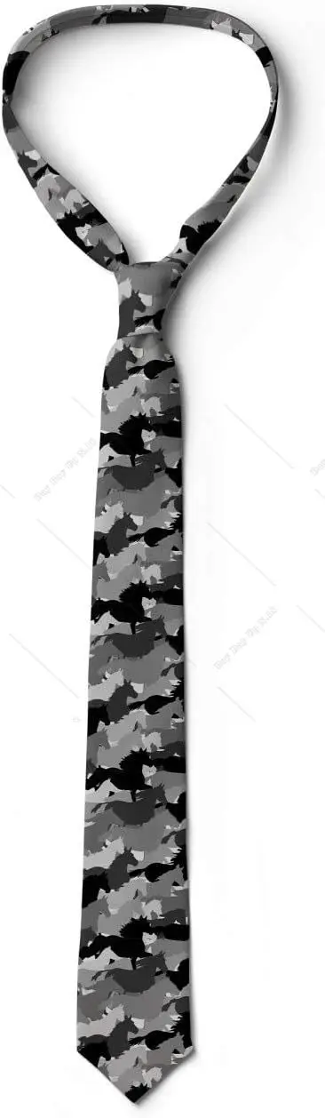 Grey Black Horse Tile Pattern Tie Multicolor Modern Men's Tie Party Business Neckties Soft Comfortable Ties Necktie