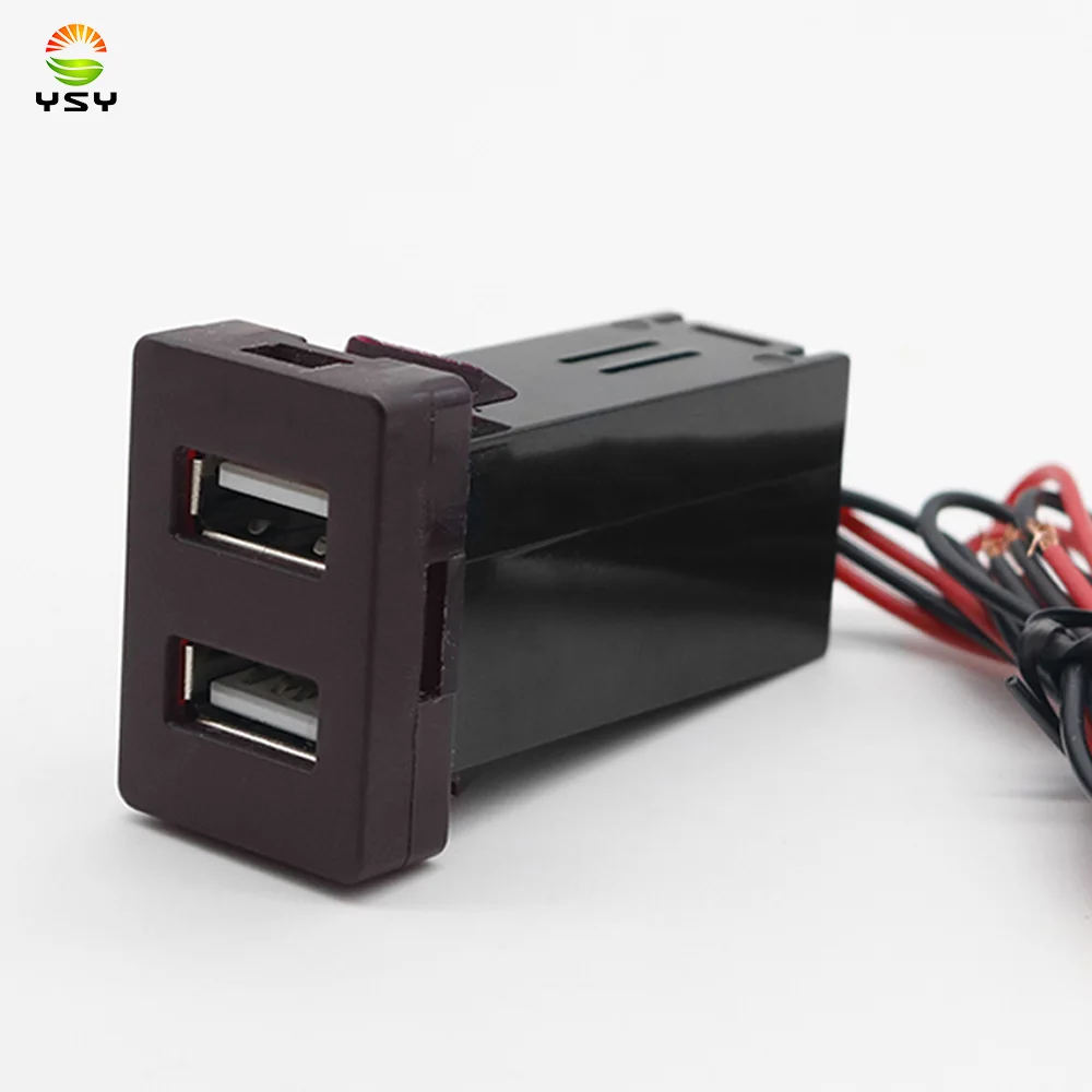 YSY 1pcs QC3.0 USB Fast Charging Interface Socket Voltage Display Charger For Toyota Vigo Cruiser TS-02-2U