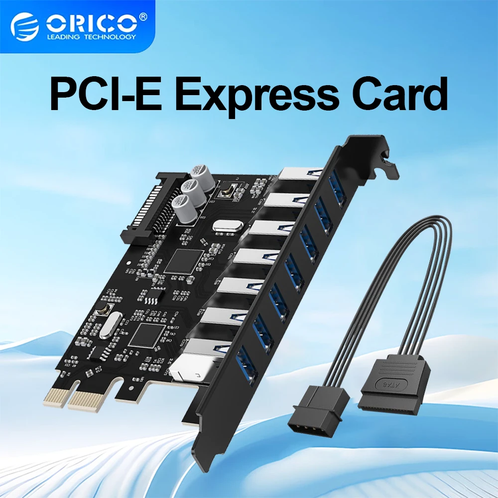 ORICO SuperSpeed 2/5/7 Port USB 3.0 PCI-E Express Card with A 15pin SATA Power Connector PCIE Adapt  for Windows 8/10/Linux