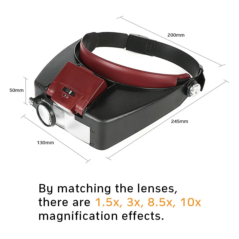 Loupe Microscope LED light 10X Helmet Style Magnifier Glass Headband Magnifying Glasses Lupas Con Luz Reading or Repair Use