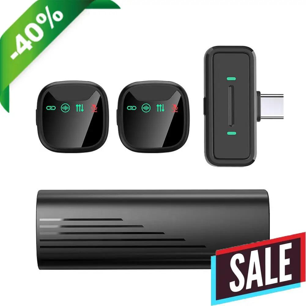 ميكروفون لاسلكي صغير Lavalier احترافي USB C ميكروفون لاسلكي للهواتف الذكية ميكروفون Lavalier لتسجيل الفيديو