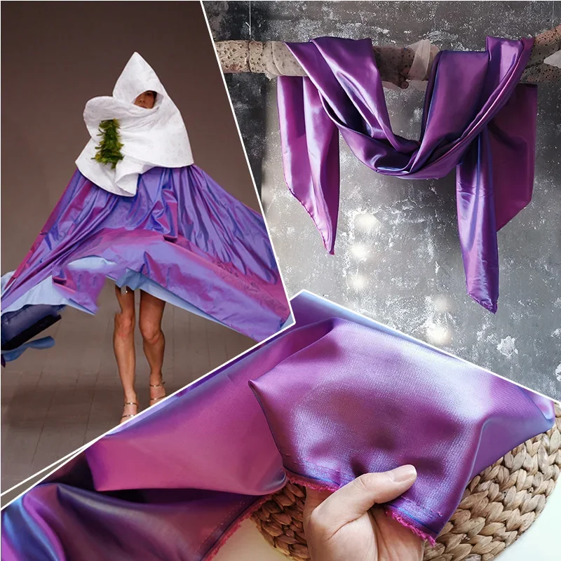 

Gradient Reflective Fabric By The Meter for Clothing Dresses Diy Sewing Soft Silky Glitter Baby Cloth Thin Glossy Smooth Summer