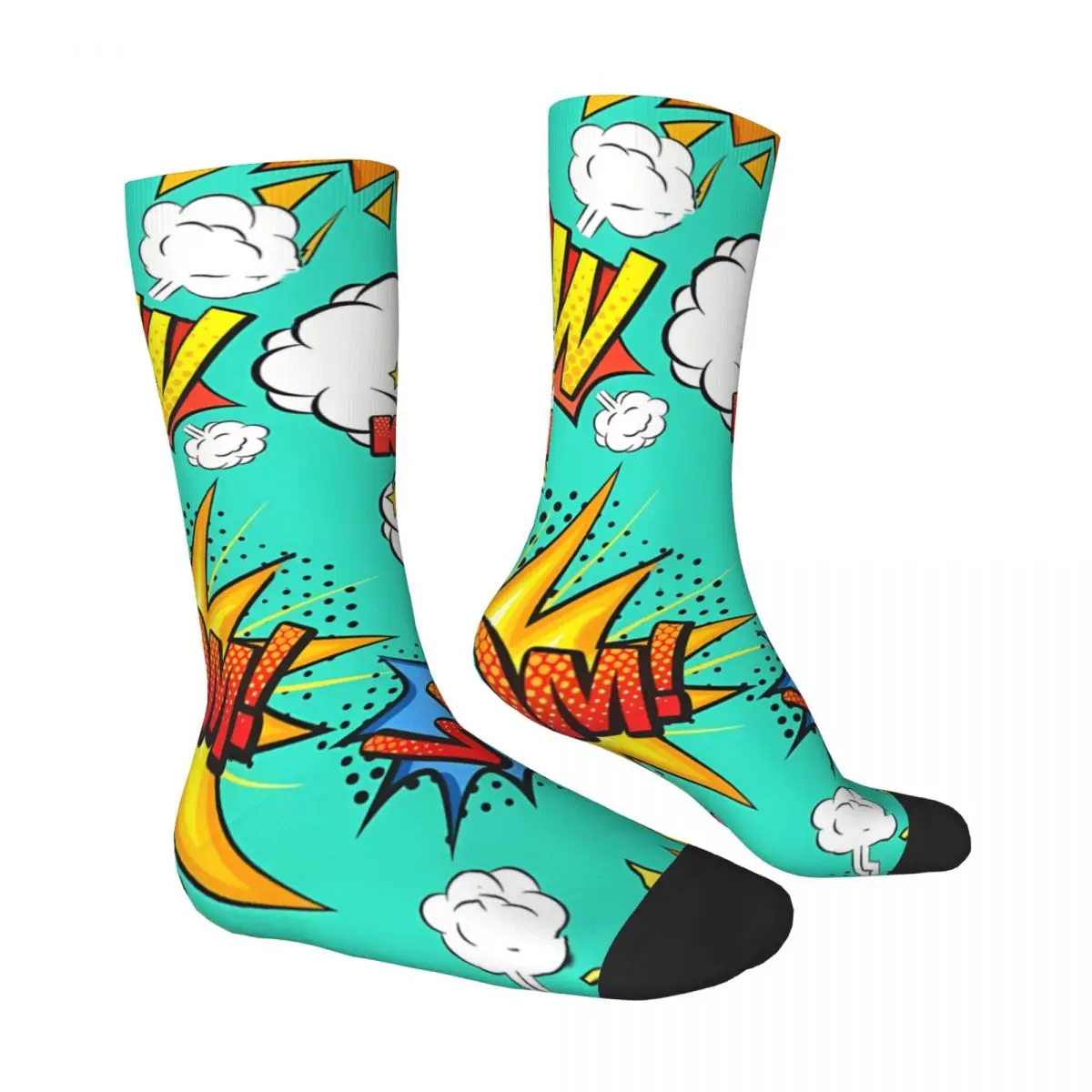 Pow Wow Pattern Superhero Boom Comic Book Kawaii Socks Shopping Cartoon Pattern Socks