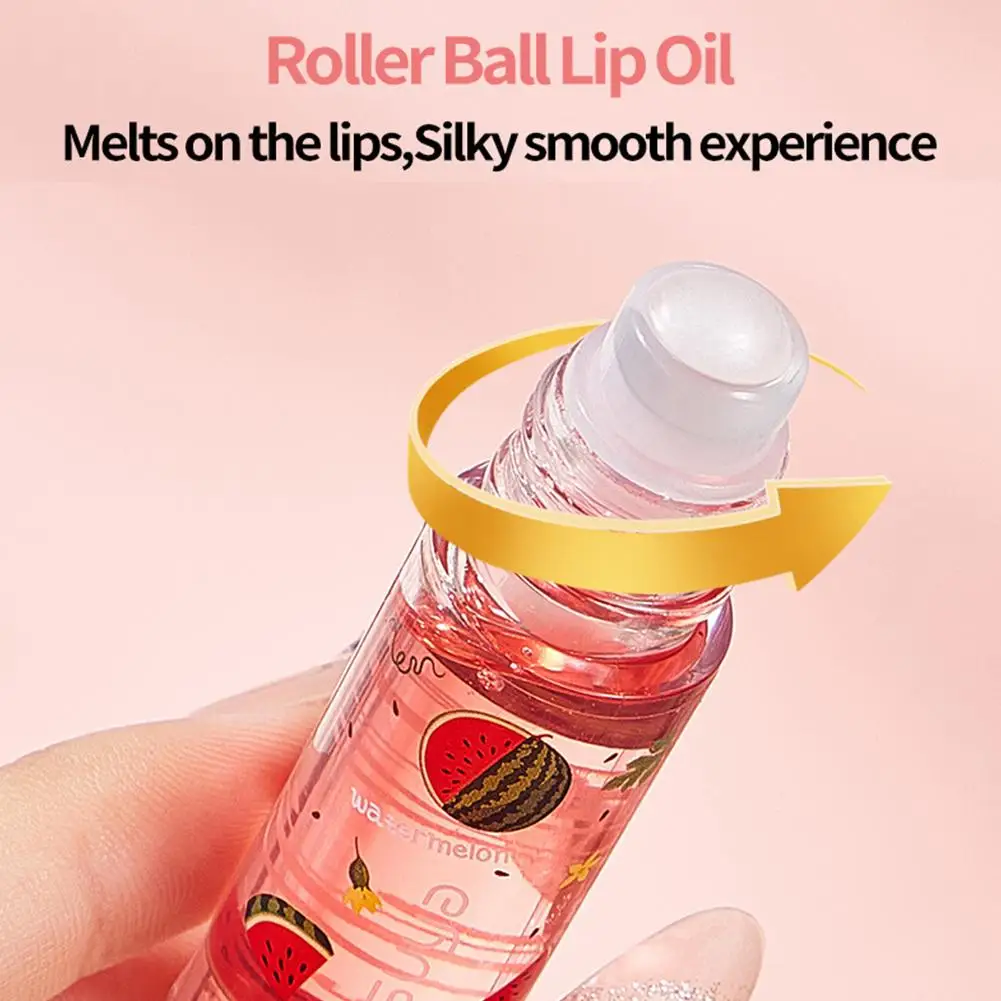 Roll-on óleo labial hidratante bálsamo labial líquido nutritivo óleo labial incolor transparente fruta óleo labial novo presente do dia dos namorados lábio
