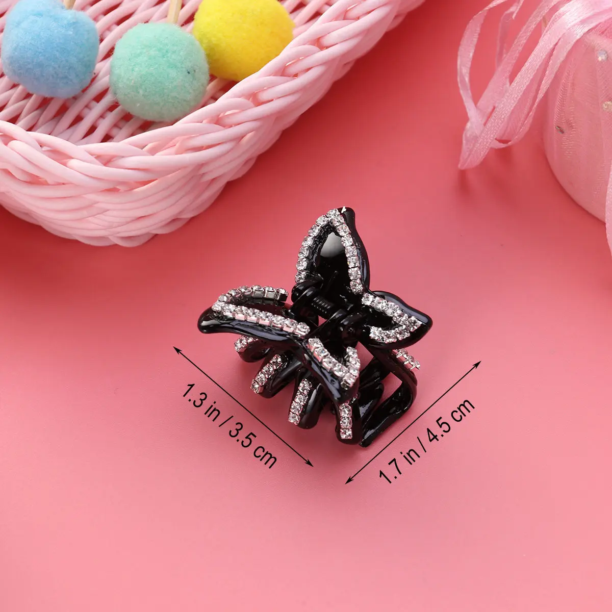 Rhinestone Butterfly Bow Hair Clip for Women – Strong Grip Crystal Hairpin, Casual & Semi-Formal Accessory