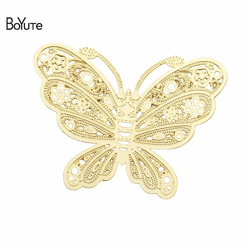 BoYuTe (20 Pieces/Lot) 35*27MM Brass Filigree Butterfly Shaped Sheet Diy Handmade Materials for Jewelry Making