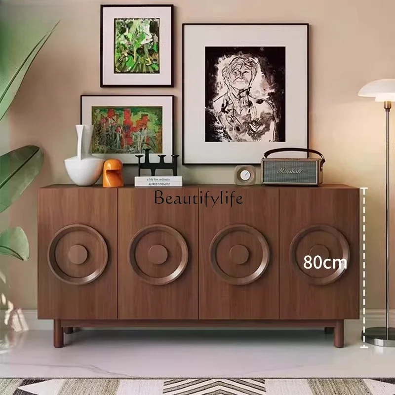 

01French retro style solid wood dining side cabinet medium antique style locker shoe cabinet