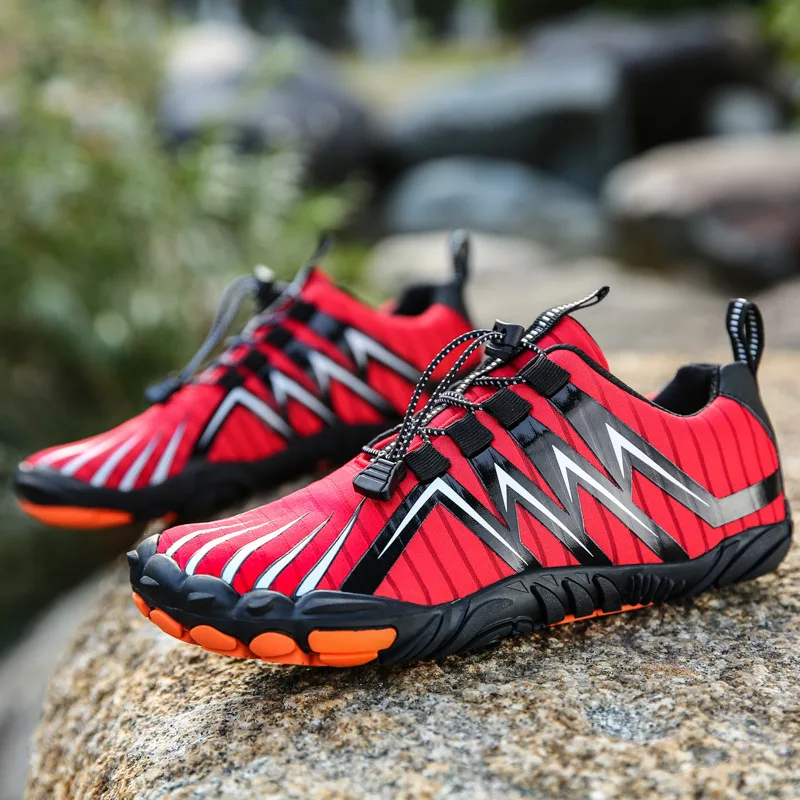 

Stylish Red Men Aquatic Sneaker Light Quick-Drying Barefoot Shoes Women Non-Slip Water Shoes Men Fishing Shoes Zapatos Barefoot