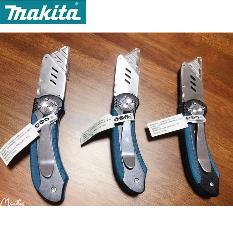 Imagem -03 - Makita Faca Utilitária Faca Dobrável Cortador de Tubulação Faca de Bolso Faca de Madeira Cortador de Papel Desembalagem Faca Industrial E10908